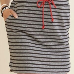 SUNDRY EVEREVE FRENCH TERRY STRIPED DRAWSTRING MINI SKIRT